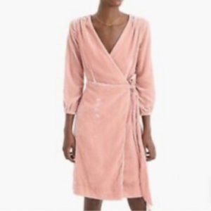 J.Crew Wrap Dress In Drapey Velvet in pink, size 00